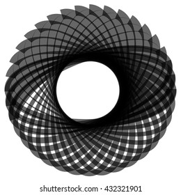 Monochrome motif isolated on white. Abstract circular element.
