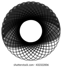 Monochrome motif isolated on white. Abstract circular element.