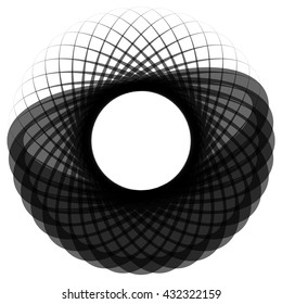 Monochrome motif isolated on white. Abstract circular element.