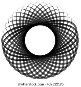 Monochrome motif isolated on white. Abstract circular element.