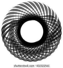Monochrome motif isolated on white. Abstract circular element.