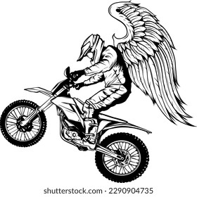monochrome Motocross wing vector illustration on white background