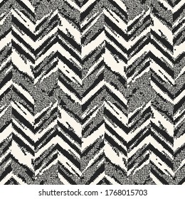 Monochrome Mottled Canvas Textured Distressed Herringbone Pattern