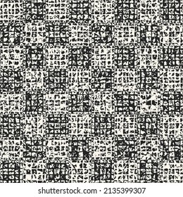 Monochrome Mottled Textured Checked Pattern