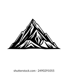 Monochrome Mountain Logo Vector on White Background