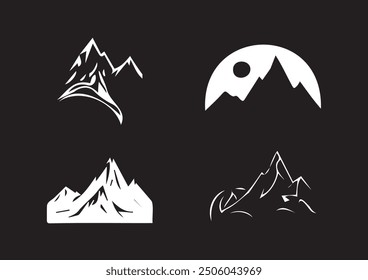 Monochrome Mountain Silhouettes: A Set of Four Peaks 