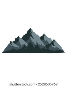 monochrome mountain vector art illustration