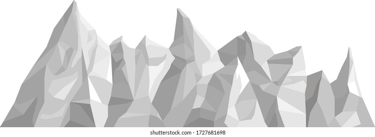 Montañas monocromas de bajo estilo polaco. Cordilleras poligonales de montaña. Fondo del paisaje del vector