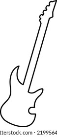 monochrome musical guitar, electric rock instrument illustration