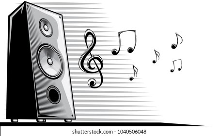 Monochrome musical loudspeaker and notes