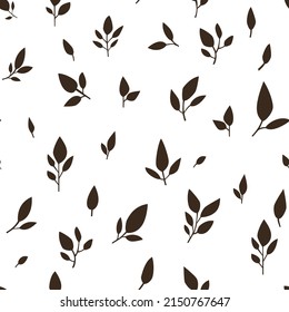 Monochrome nature leaves and flowers decoration, isolated foliage design. Black and white flora botany, minimalist wallpaper or print for fabric textile. Seamless pattern, vector in flat style