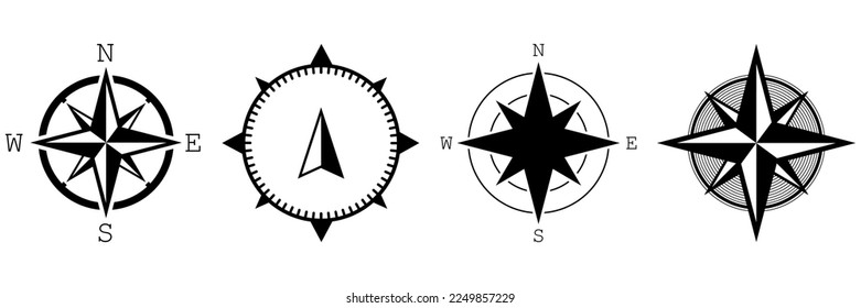 Monochrome navigational compass. Vector illustration. Vector illustration