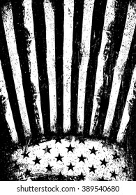 Monochrome Negative Photocopy American Flag Background. Grunge Aged VectorTemplate. Vertical orientation.