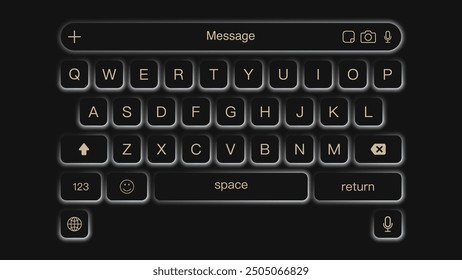 Monochrome Neomorphic and Neumorphic Mobile Keyboard Mockup for Messaging Apps - Vector Illustration.