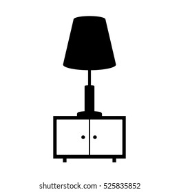 monochrome nightstand with lamp icon