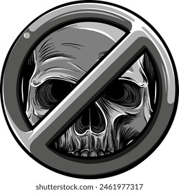 monochrome No Skull Sign on White Background