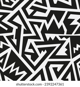 Monochrome Nordic geometric. Seamless pattern