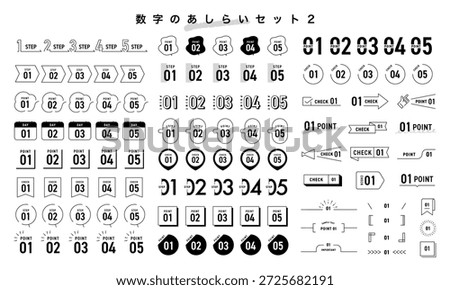 Monochrome number ornament design set. Ornamental number icons. Vector material.