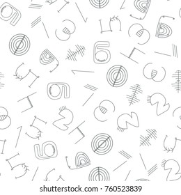 Monochrome numeral seamless wallpaper pattern. Black and white seamless figures vector background.