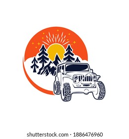 Monochrome off-road car suv template for labels, emblems, badges or logo.EPS 10