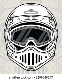 Monochrome Old Classic Helmet Illustration. Premium vector