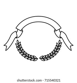 monochrome olive branches and ribbon on top vector illustration