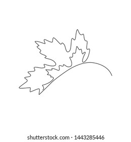 monochrome one line illustration with a leaf contour. Another side.