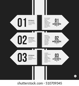 Monochrome options template in strict contrast style. Useful for presentations and web design.