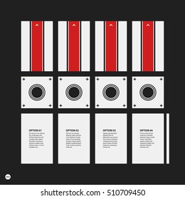 Monochrome options template in strict contrast style. Useful for presentations and web design.
