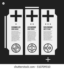 Monochrome options template in strict contrast style. Useful for presentations and web design.