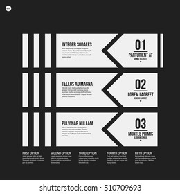Monochrome options template in strict contrast style. Useful for presentations and web design.