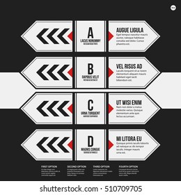 Monochrome options template in strict contrast style. Useful for presentations and web design.