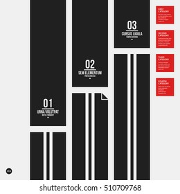 Monochrome options template in strict contrast style. Useful for presentations and web design.