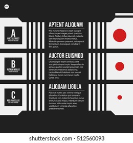 Monochrome options template in strict contrast style. Useful for presentations and web design.