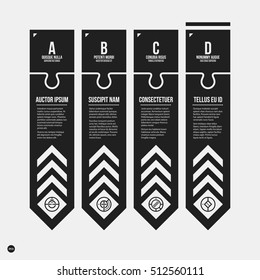 Monochrome options template in strict contrast style. Useful for presentations and web design.