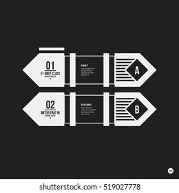 Monochrome options template in strict contrast style. Useful for presentations and web design.