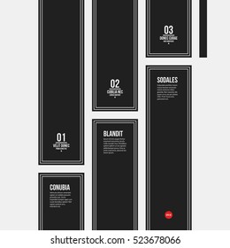 Monochrome options template in strict contrast style. Useful for presentations and web design.