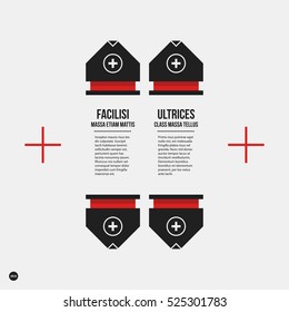 Monochrome options template in strict contrast style. Useful for presentations and web design.