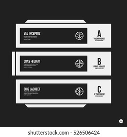 Monochrome options template in strict contrast style. Useful for presentations and web design.