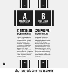 Monochrome options template in strict contrast style. Useful for presentations and web design.