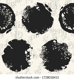 Monochrome Brushed Canvas Effekt TexturedJellyfish Dots Graphic Motif. Nahtloses Muster.