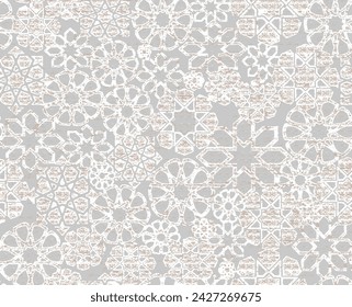 Monochrome organic shadow silhouette. Simple tropical allover abstract floral print pattern seamless texture on linen textile canvas background. eps 10