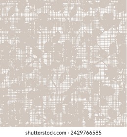 Monochrome organic shadow silhouette. Simple tropical allover abstract floral print pattern seamless texture on linen textile canvas background. eps 10