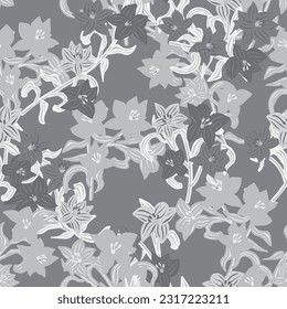 einfarbiger, orientalischer, floraler, nahtloser Musterhintergrund für Modetextilien, Grafiken, Hintergründe und Handwerk