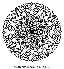 Monochrome oriental ornamental lace round mandala 
