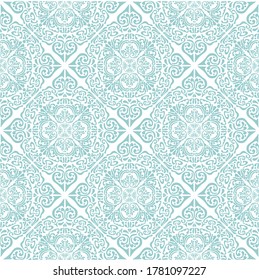 Monochrome Oriental vector ornament in mint color.