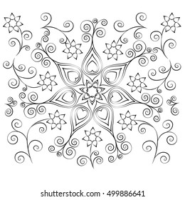 Monochrome ornament. Peacock feather.