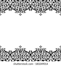 Monochrome ornament. Symmetrical monochrome floral ornament.