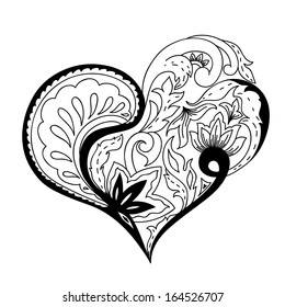 Monochrome ornamental heart. Vector illustration