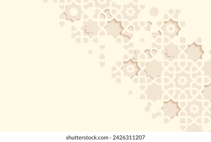 Relieve ornamental monocromo del interior-hacia fuera modelado en estilo arquitectónico árabe de la mezquita islámica, tarjeta de felicitación para Ramadan Kareem